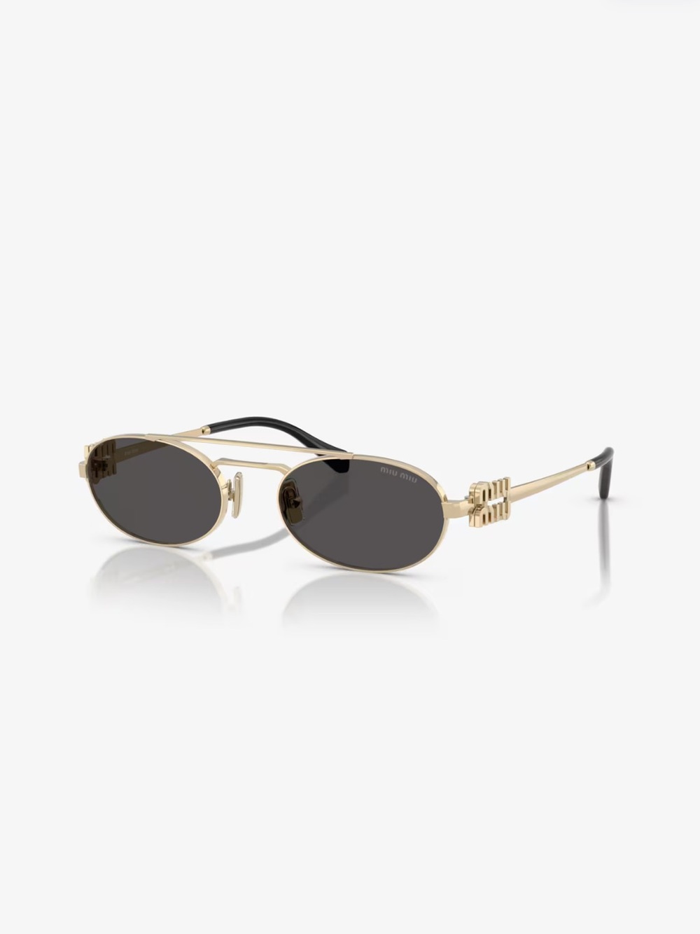 Miu Miu Gold Frame Sunglasses with Black Lenses